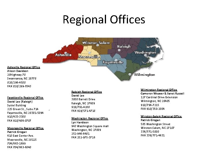 Regional Offices Asheville Regional Office Alison Davidson 20 Highway 70 Swannanoa, NC 28778 828/296