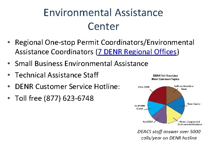 Environmental Assistance Center • Regional One-stop Permit Coordinators/Environmental Assistance Coordinators (7 DENR Regional Offices)
