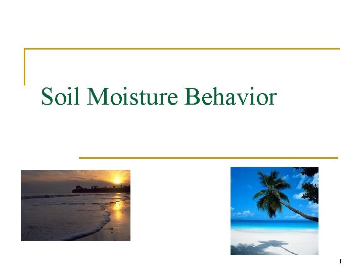 Soil Moisture Behavior 1 