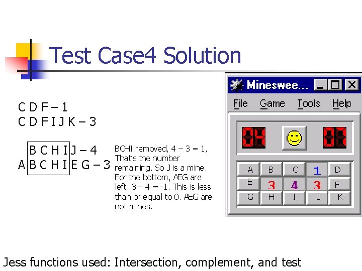 Test Case 4 Solution CDF– 1 CDFIJK– 3 BCHIJ– 4 ABCHIEG– 3 BCHI removed,