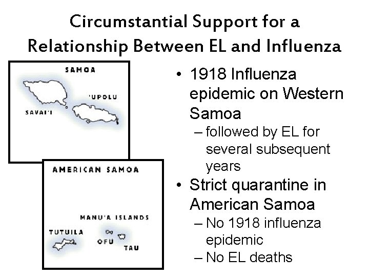 Circumstantial Support for a Relationship Between EL and Influenza • 1918 Influenza epidemic on