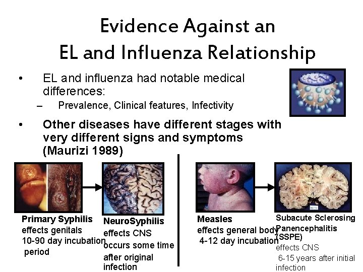 Evidence Against an EL and Influenza Relationship • EL and influenza had notable medical