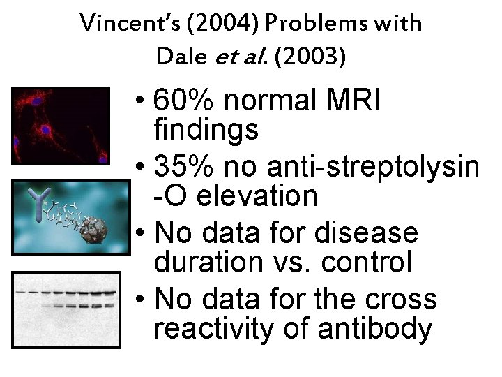 Vincent’s (2004) Problems with Dale et al. (2003) • 60% normal MRI findings •