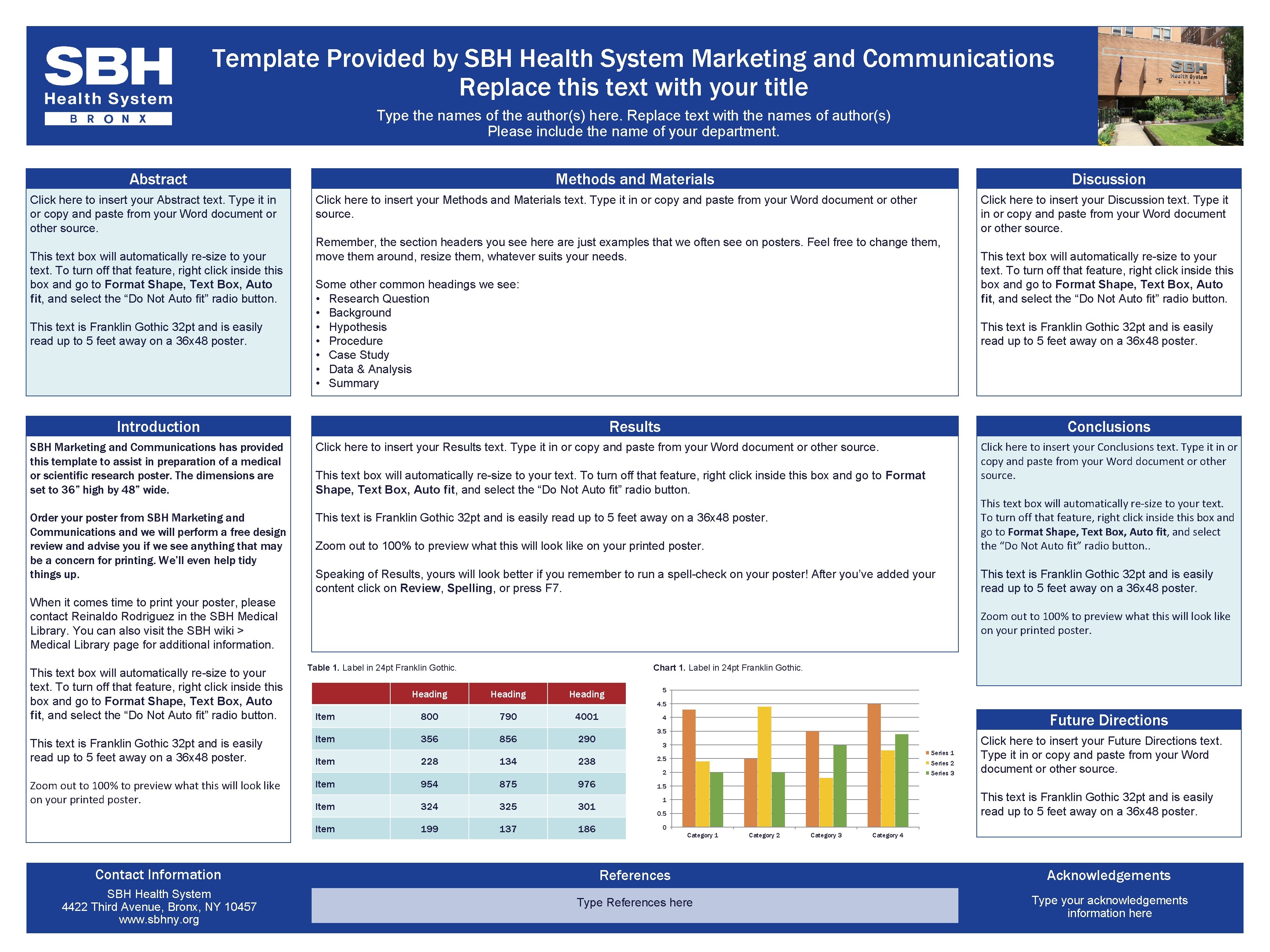 Template Provided by SBH Health System Marketing and Communications Replace this text with your