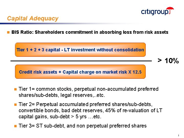 Capital Adequacy n BIS Ratio: Shareholders commitment in absorbing loss from risk assets Tier