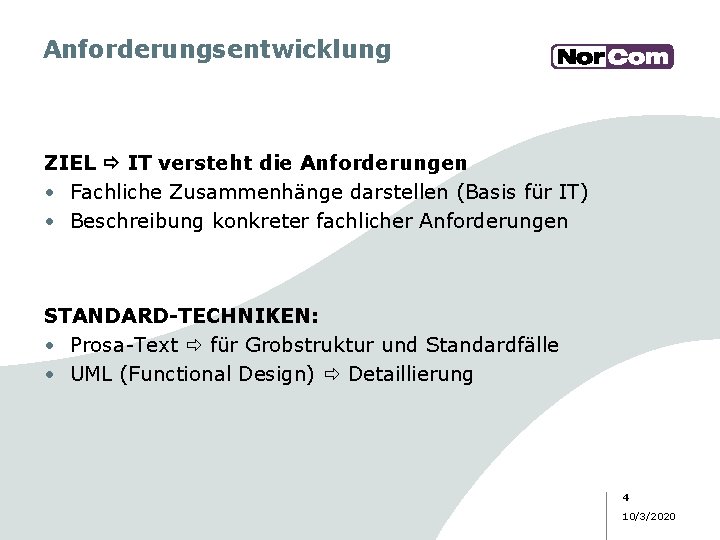 Anforderungsentwicklung ZIEL IT versteht die Anforderungen • Fachliche Zusammenhänge darstellen (Basis für IT) •