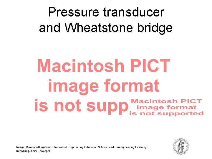 Pressure transducer and Wheatstone bridge Image: Grimnes-Høgetveit. Biomedical Engineering Education & Advanced Bioengineering Learning: