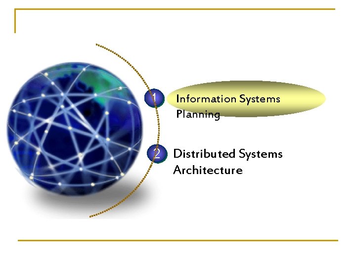 1 Information Systems Planning 2 Distributed Systems Architecture 