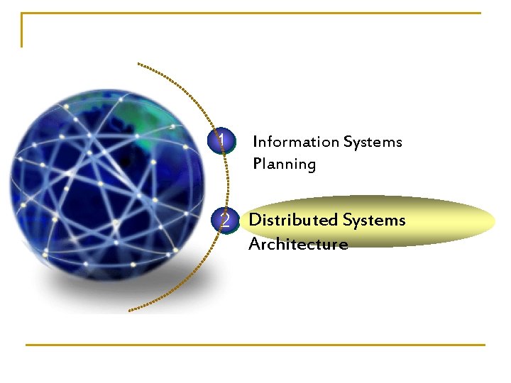 1 Information Systems Planning 2 Distributed Systems Architecture 