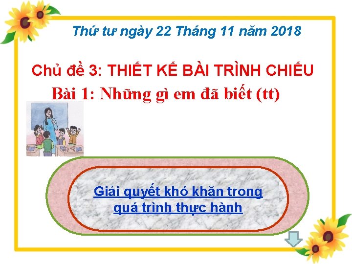 Thứ tư ngày 22 Tháng 11 năm 2018 Chủ đề 3: THIẾT KẾ BÀI