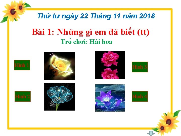 Thứ tư ngày 22 Tháng 11 năm 2018 Bài 1: Những gì em đã