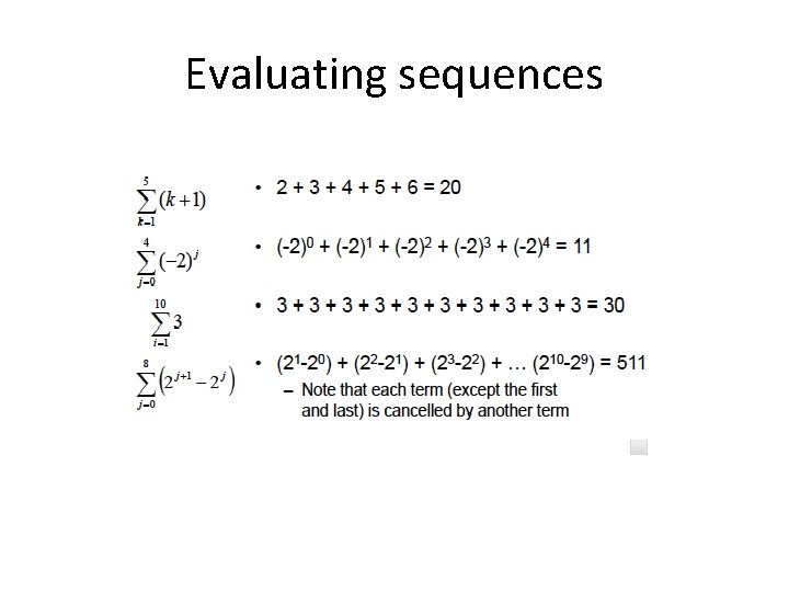 Evaluating sequences 