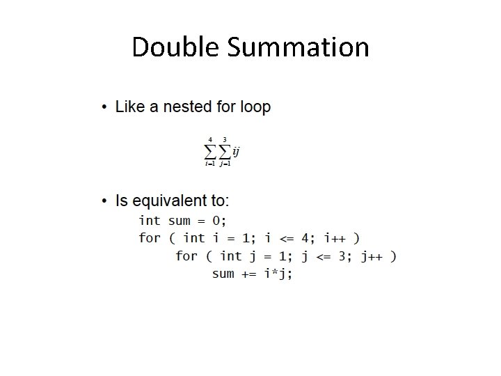 Double Summation 