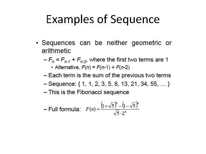 Examples of Sequence 