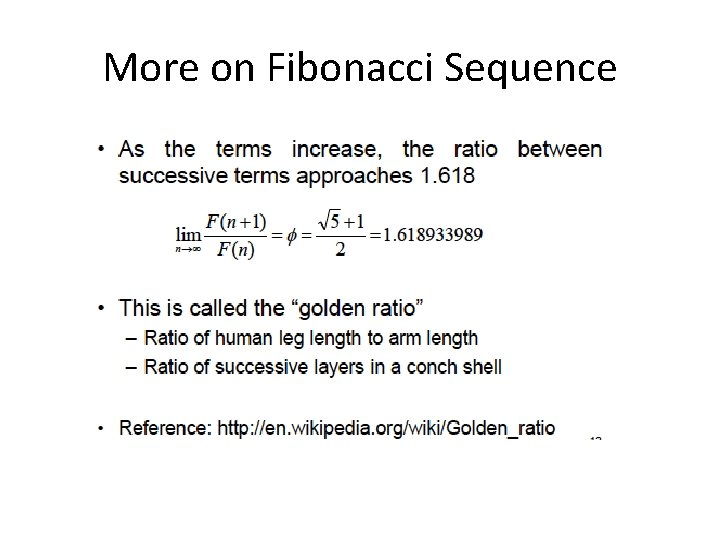 More on Fibonacci Sequence 