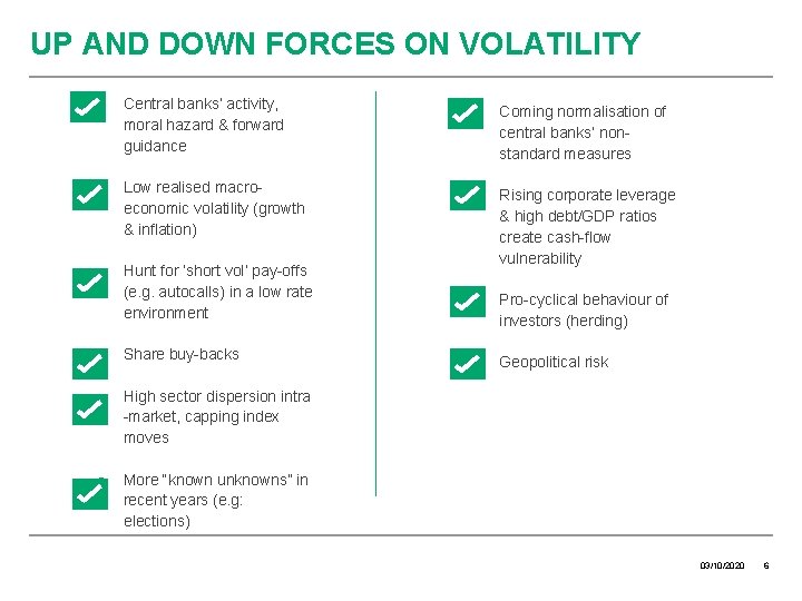 UP AND DOWN FORCES ON VOLATILITY Central banks’ activity, moral hazard & forward guidance UP AND DOWN FORCES ON VOLATILITY Central banks’ activity, moral hazard & forward guidance