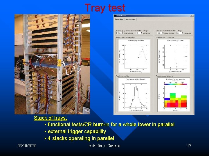 Tray test Stack of trays: • functional tests/CR burn-in for a whole tower in