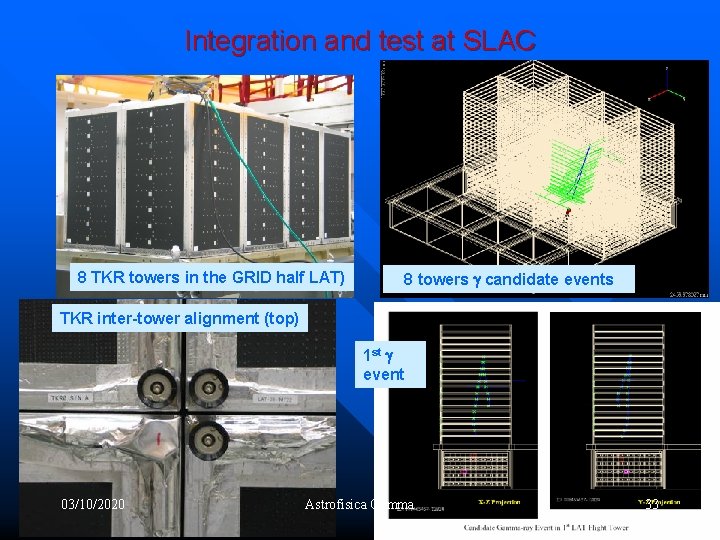 Integration and test at SLAC 8 TKR towers in the GRID half LAT) 8