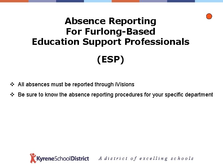 Absence Reporting For Furlong-Based Education Support Professionals (ESP) v All absences must be reported