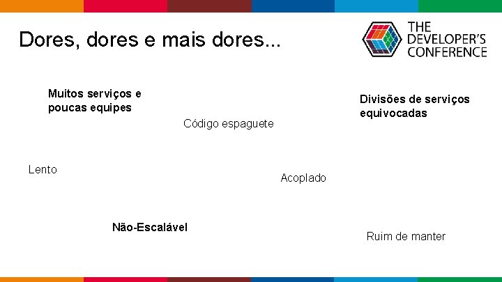 Dores, dores e mais dores. . . Muitos serviços e poucas equipes Divisões de