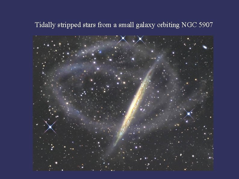 Tidally stripped stars from a small galaxy orbiting NGC 5907 