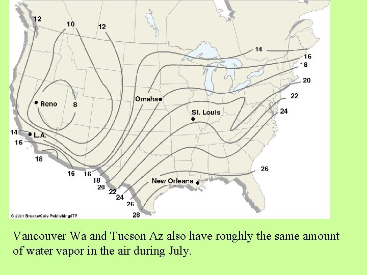 Vancouver Wa and Tucson Az also have roughly the same amount of water vapor Vancouver Wa and Tucson Az also have roughly the same amount of water vapor