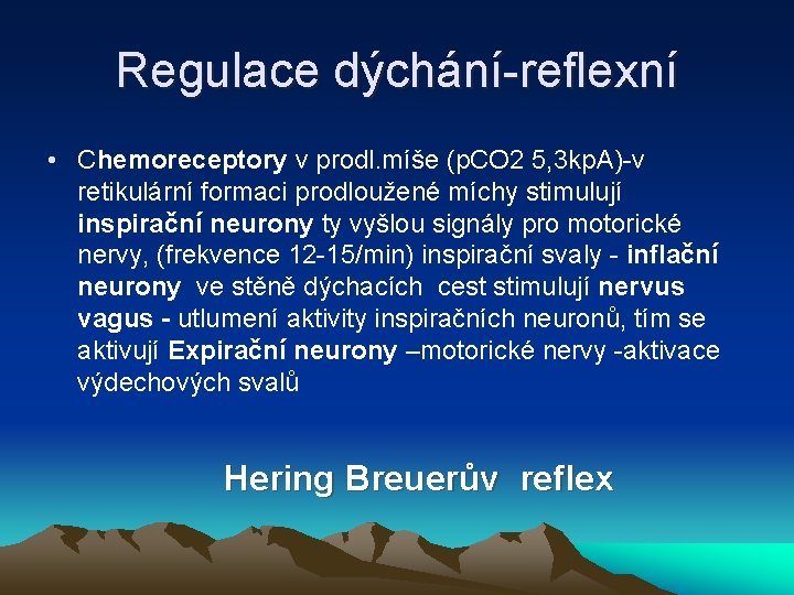 Regulace dýchání-reflexní • Chemoreceptory v prodl. míše (p. CO 2 5, 3 kp. A)-v