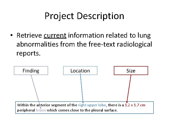 Project Description • Retrieve current information related to lung abnormalities from the free-text radiological Project Description • Retrieve current information related to lung abnormalities from the free-text radiological