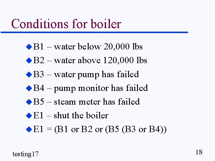 Conditions for boiler u B 1 – water below 20, 000 lbs u B