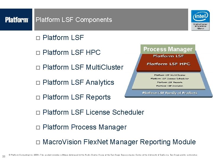 Platform LSF Components o Platform LSF HPC Process Manager o Platform LSF Multi. Cluster