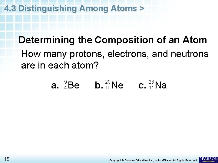 4. 3 Distinguishing Among Atoms > Determining the Composition of an Atom How many