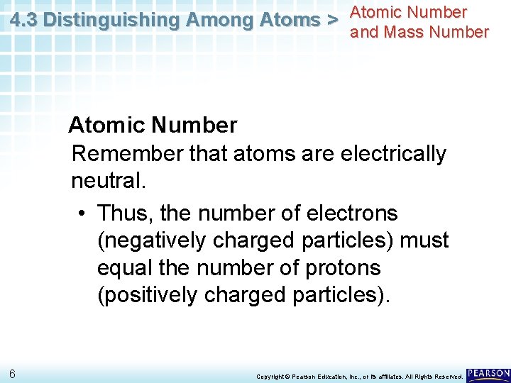 4. 3 Distinguishing Among Atoms > Atomic Number and Mass Number Atomic Number Remember