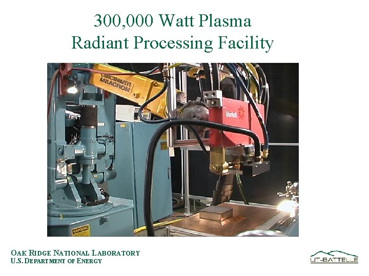 300, 000 Watt Plasma Radiant Processing Facility OAK RIDGE NATIONAL LABORATORY U. S. DEPARTMENT