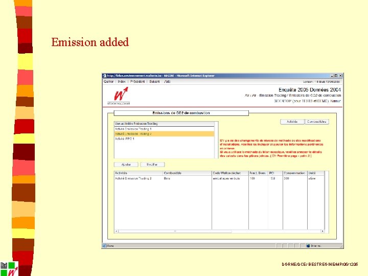 Emission added DGRNE/DCE/ BESTREGINE/MP/05/1205 