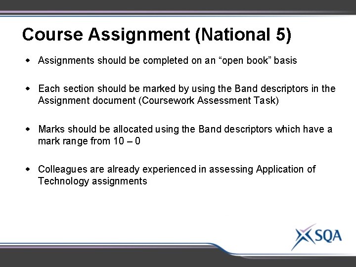 Course Assignment (National 5) w Assignments should be completed on an “open book” basis