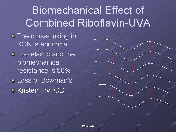 Biomechanical Effect of Combined Riboflavin-UVA The cross-linking in KCN is abnormal Too elastic and