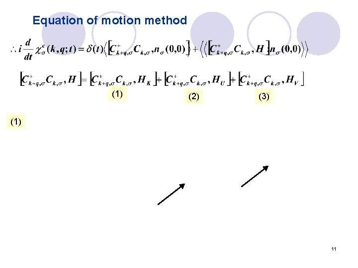 Equation of motion method (1) (2) (3) (1) 11 