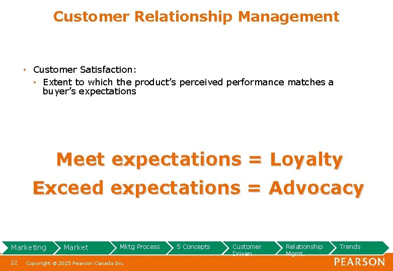 Customer Relationship Management • Customer Satisfaction: • Extent to which the product’s perceived performance