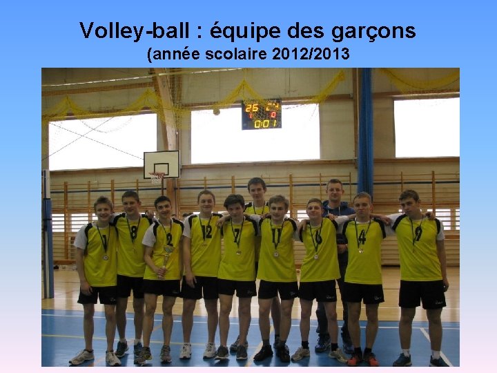Volley-ball : équipe des garçons (année scolaire 2012/2013 