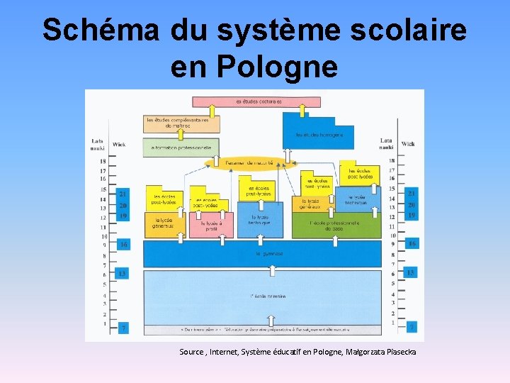 Schéma du système scolaire en Pologne Source , Internet, Système éducatif en Pologne, Małgorzata