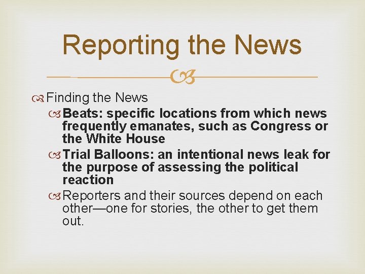 Reporting the News Finding the News Beats: specific locations from which news frequently emanates,