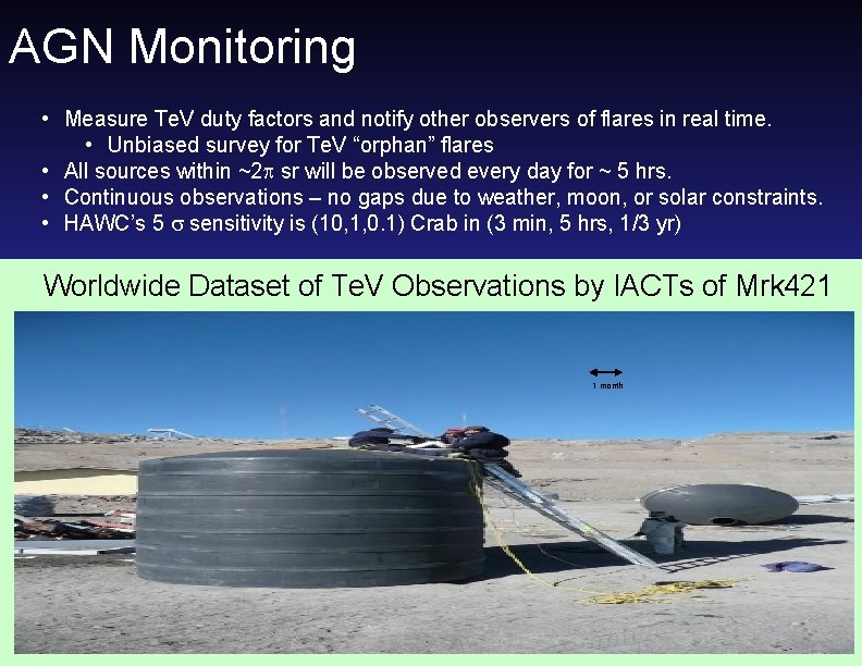 AGN Monitoring • Measure Te. V duty factors and notify other observers of flares