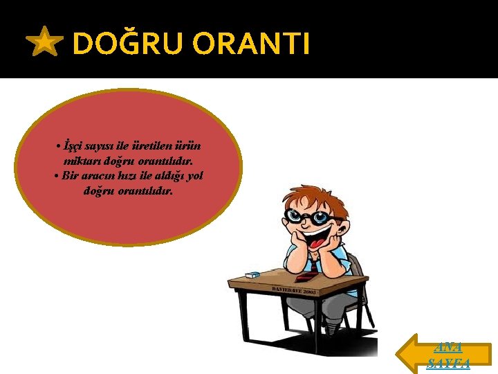  • Bir aracın hızı ile aldığı yol doğru orantılıdır. DOĞRU ORANTI • İşçi