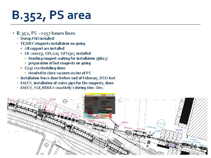 B. 352, PS area • B. 352, PS –>157 beam lines • Dump F