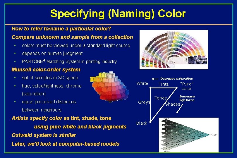 Specifying (Naming) Color How to refer to/name a particular color? Compare unknown and sample