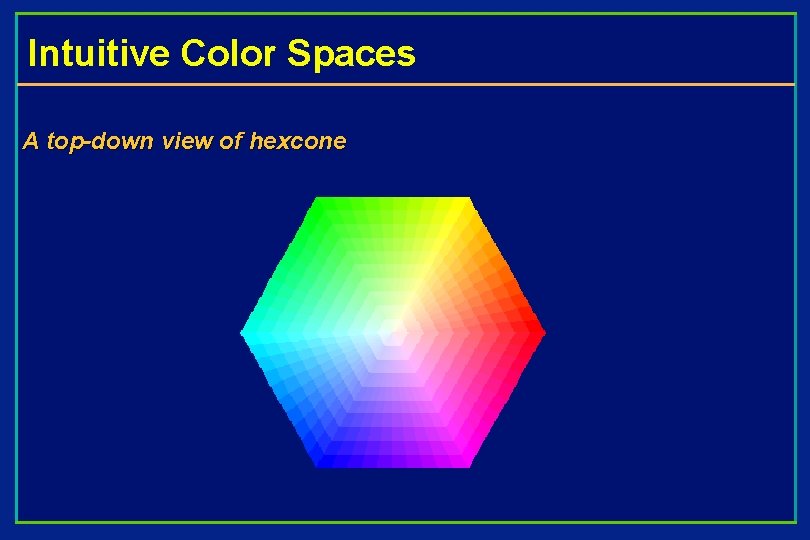 Intuitive Color Spaces A top-down view of hexcone 