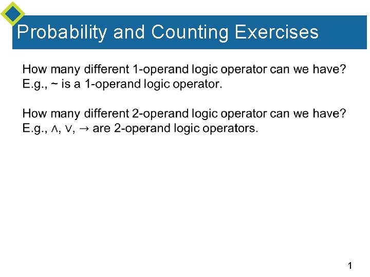 Probability and Counting Exercises 1 