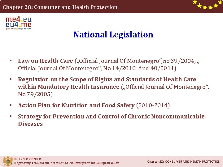 Chapter 28: Consumer and Health Protection National Legislation • Law on Health Care („Official