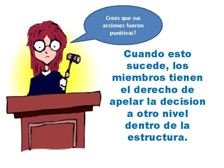 Crees que sus acciones fueron punitivas? Cuando esto sucede, los miembros tienen el derecho