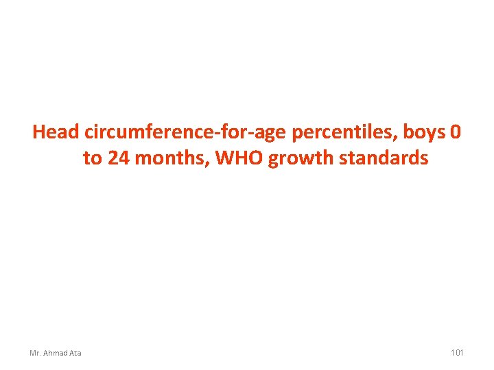 Head circumference-for-age percentiles, boys 0 to 24 months, WHO growth standards Mr. Ahmad Ata